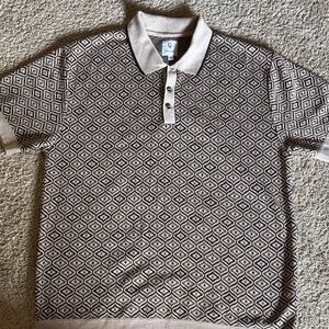Men's Geometric Knit Polo in Beige by CF Collection
